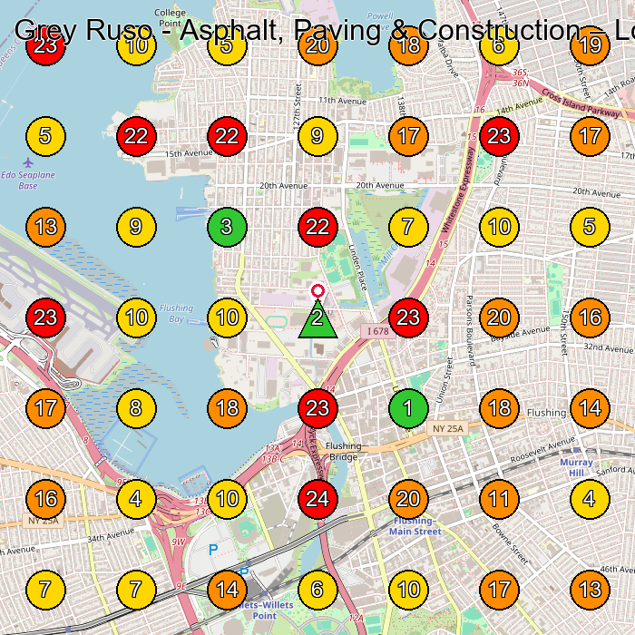 Grey Ruso - Asphalt, Paving & Construction Paving Contractor GeoGrid ranking map for Queens NY